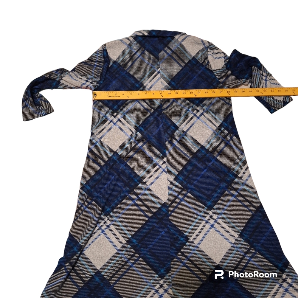 Chetta B Size S Blue Plaid Checkered  Dress/ Top   Zip Front - Picture 4 of 7